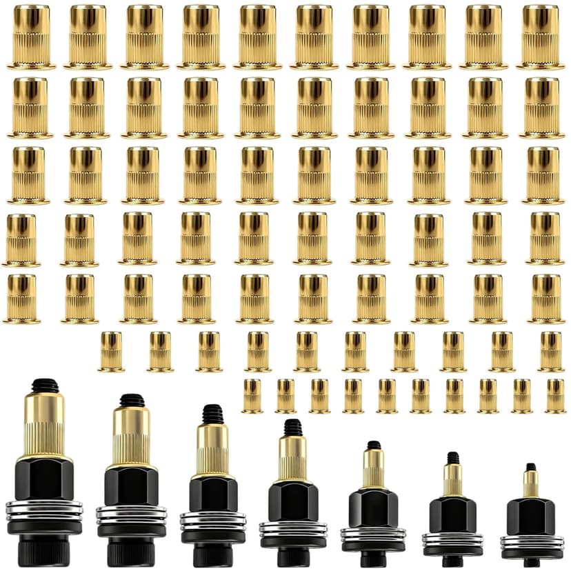 NINGYER 7 Pièces Écrous à Tête de Rivet à Main, Insert Fileté Metal avec 70 Éécrous, pour M3, M4, M5, M6, M8, M10, M12 Pinces à Riveter, Riveteuses Manuelles (7 Tailles) - 1