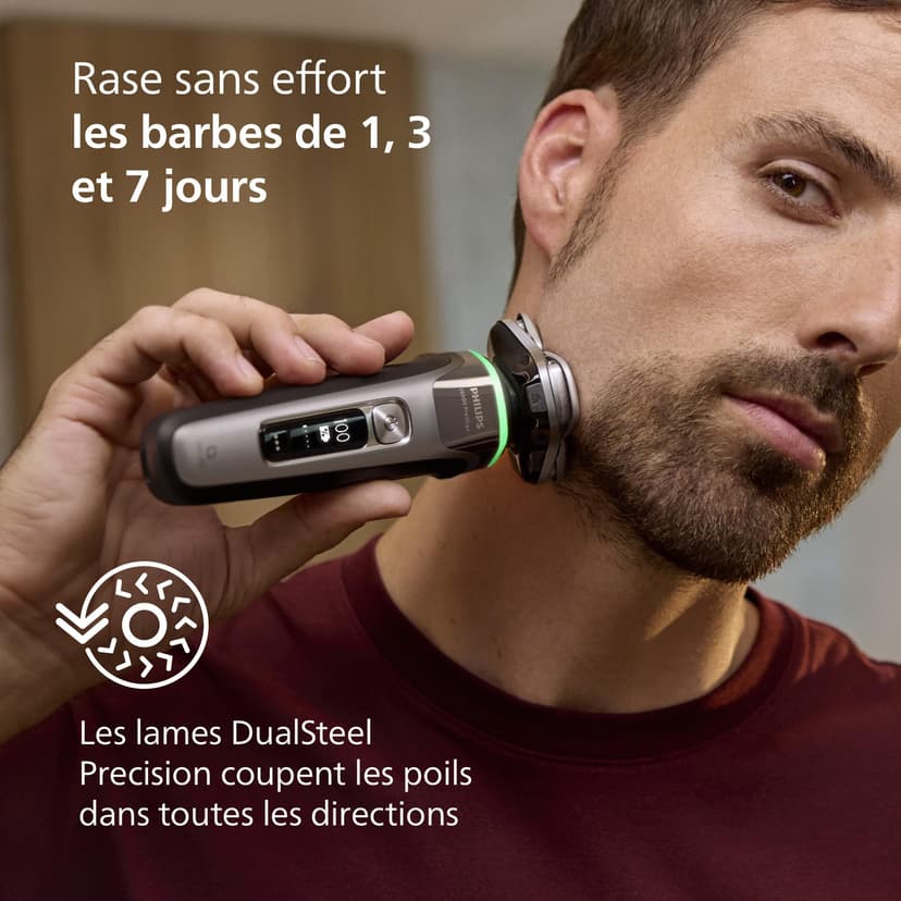 Philips Rasoir i9000 Prestige, Rasoir électrique sec et humide, avec technologie Skin IQ, système Triple Lift & Cut, lames rotatives à 360° SteelPrecision, dosette à nettoyage rapide, modèle XP9202/30 - 5
