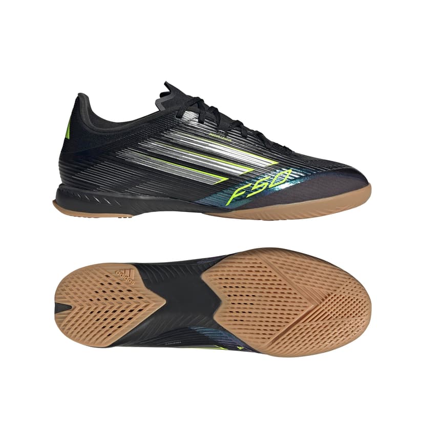 Adidas Mixte F50 League Indoor Football Boots, Core Black/Iron Metallic/Lucid Lemon, 45 1/3 EU - 6