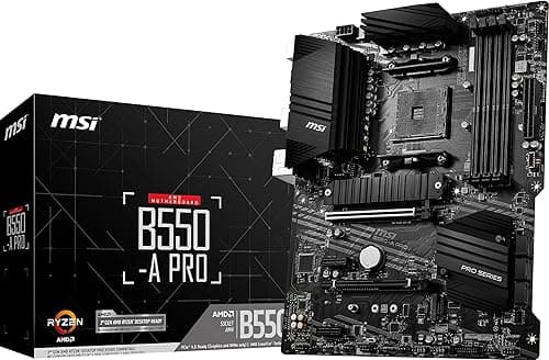 MSI B550-A Pro Carte Mère ATX - pour processeurs AMD Ryzen 3e gén, AM4, DDR4 Boost (4400MHz/OC), 1 x PCIe 4.0/3.0 x16, 1 x PCIe 3.0/3.0 x16, 1 x M.2 Gen4 x4, 1 x M.2 Gen3 x4, HDMI, Gigabit LAN