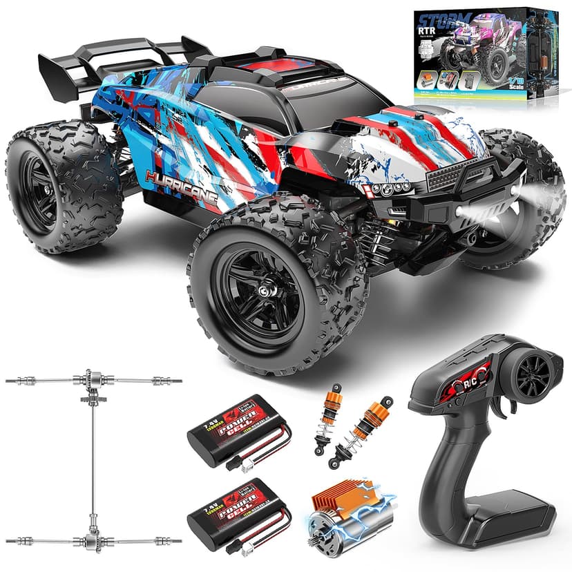 Womaqu Voiture Télécommandée Adulte 1:18 RC Car 4x4 40 km/h Débutant, Voiture Radiocommandée Tout Terrain Compacte avec Transmission Métallique et 2 Batteries, Modèle RC Extérieur - 1