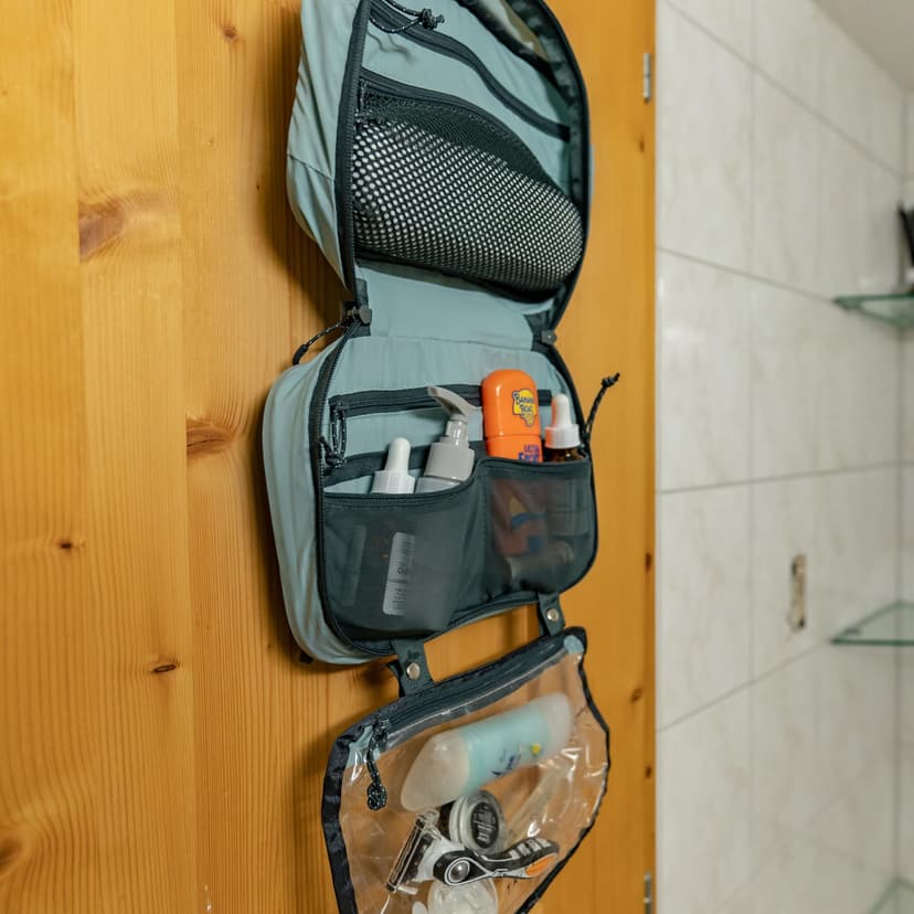 Toiletry Bag Kit Set: Hanging Travel Toiletry Bag + 311 TSA Cosmetic Liquid Bag + Ultralight Accessory Organizer Pouch, Turquoise, 3 Piece Toiletry Set - 7