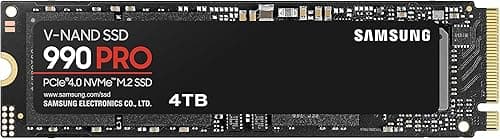 Samsung 990 PRO NVMe M.2 SSD, 4 TB, PCIe 4.0, 7,450 MB/s read, 6,900 MB/s write, Internal SSD, For gaming and video editing, MZ-V9P4T0BW