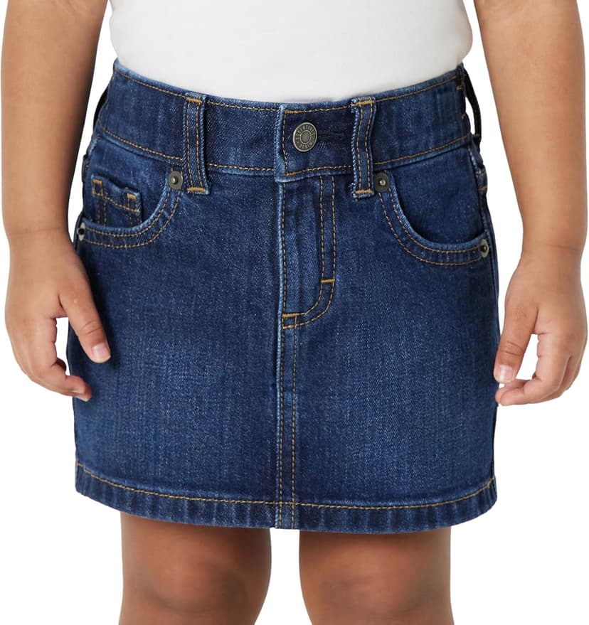 Amazon Essentials Girls' Medium Stretch Regular-Fit Denim Skort, Dark Shadow Wash, 10 Years - 1