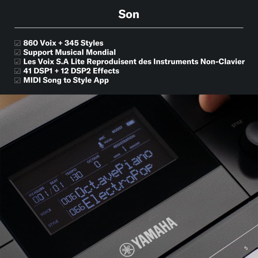 YAMAHA PSR-E483 Keyboard - Modern Portable Keyboard with 61 Touch Sensitive Keys, 860 Voices with 15 Super Articulation Lite, 345 Styles, Powerful Speaker and USB-C - Black - 5