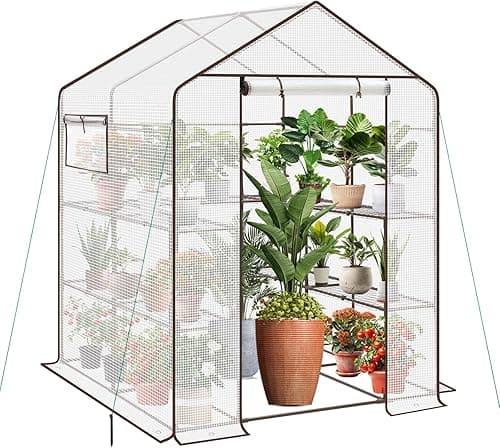 Sekey Walk In Greenhouse with Shelves - Stable Frame & Ea…