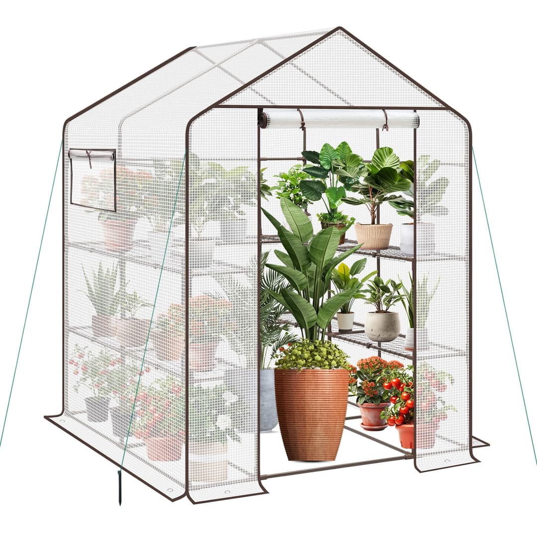 Sekey Walk In Greenhouse with Shelves - Stable Frame & Ea…