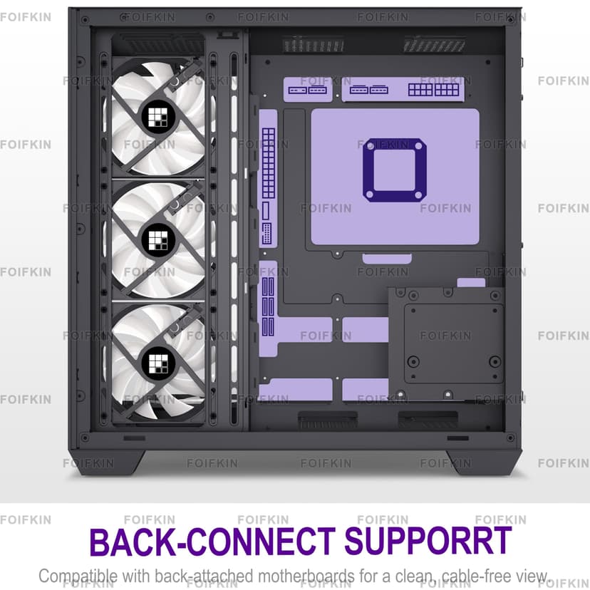 FOIFKIN F300 Boitier PC ATX avec 7 Ventilateur PWM ARGB,Boîtier PC Gamer,Boîtier d'ordinateur Moyen Tour Verre panoramique,ATX Boîtier Noir,Support RAD 360mm,Type-C,Flux d'air élevé (Noir-RGB, F300) - 7