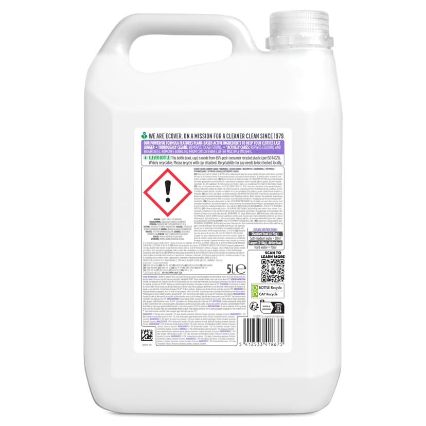 Ecover Detergent Colour Refill Pack Liquid with Apple Blossom and Freesia Scent, 100 Washes, 1 x 5 L - 2