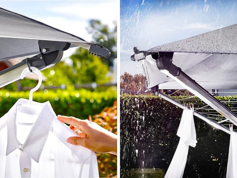 Leifheit LinoProtect 400 DL; 40m Rotary clothes line with integrated waterproof cover to keep laundry dry - even when it rains; 2.94m turning diameter, Easy pull-open, Non-rust, lightweight aluminium - 6