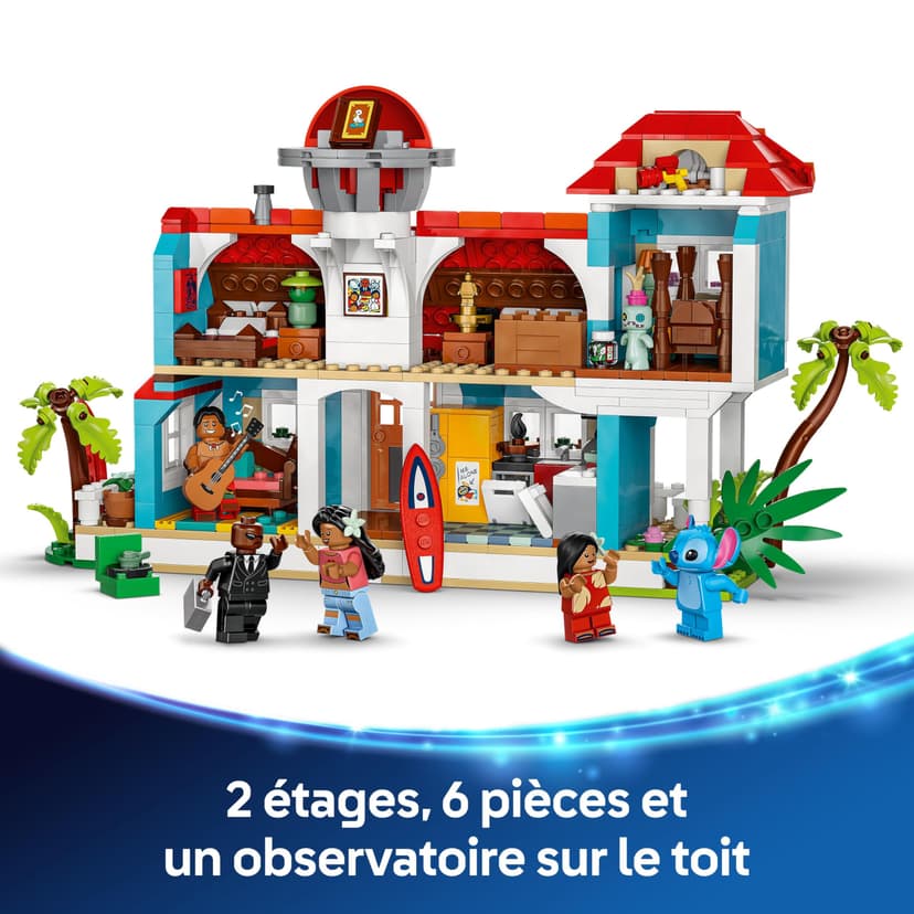 LEGO | Disney Lilo and Stitch Beach House Building Toy with 6 Rooms, Rooftop Observatory, a Spaceship and 5 Minifigures - Birthday Gift for 9+ Year Old Girls, Boys & Fans - 43268 - 3