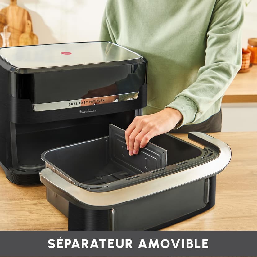 Moulinex Easy Fry Dual Flex, Air Fryer, Large Drawer 9L, Double Zone, Removable Divider, Up to 8 People, 7 Intuitive Programs, EZ9228F0, Black - 6