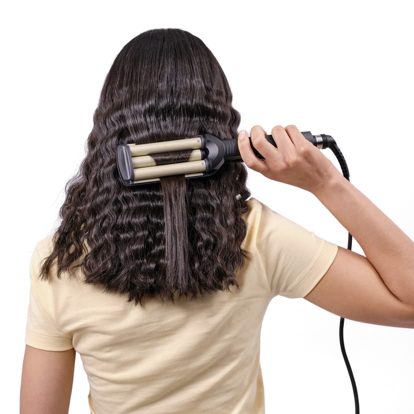 BaByliss Easy Waves - Effet wavy, Revêtement Titane-céramique, 3 réglages de température, Embouts thermorésistants, Doré & Noir, C260E - 2