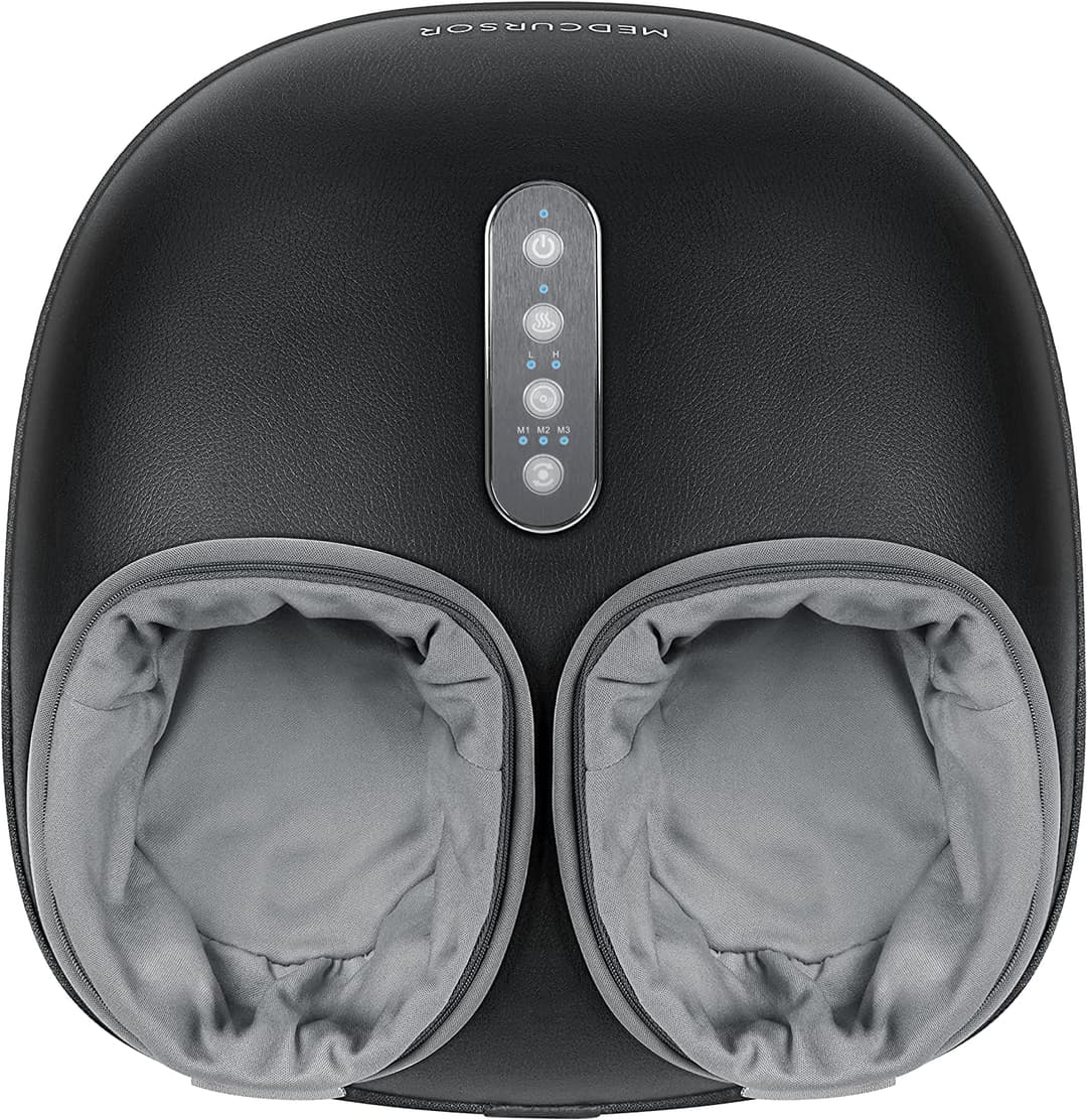 Medcursor Foot Massager Machine with Heat Function, Deep Kneading Massager, Multi-Level Settings & Adjustable Intensity for Home or Office Use (Black)