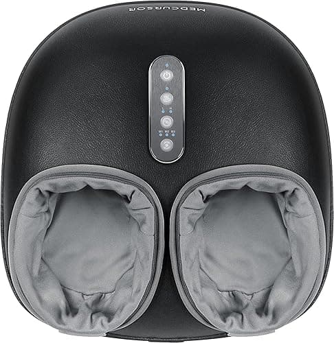 Medcursor Foot Massager Machine with Heat Function, Deep Kneading Massager, Multi-Level Settings & Adjustable Intensity for Home or Office Use (Black)