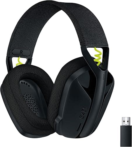 Logitech G G435 Lightspeed & Bluetooth Wireless Gaming Headset - Lightweight over-ear headphones, built-in mics, 18h battery, Dolby Atmos, PC, PS4, PS5, Nintendo Switch/Switch 2, Mobile- Black