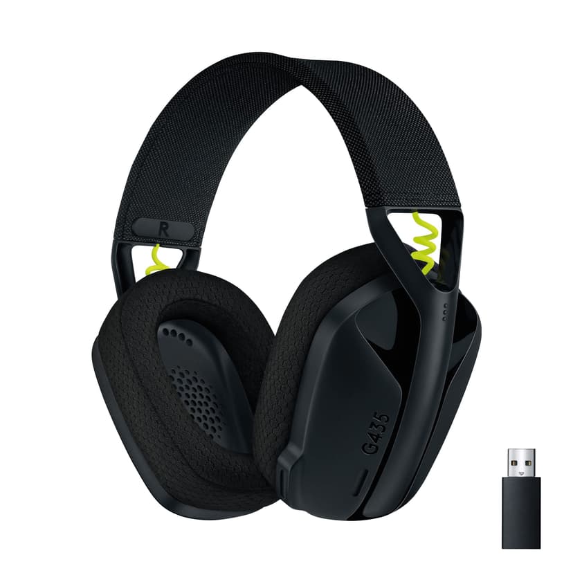 Logitech G G435 Lightspeed & Bluetooth Wireless Gaming Headset - Lightweight over-ear headphones, built-in mics, 18h battery, Dolby Atmos, PC, PS4, PS5, Nintendo Switch/Switch 2, Mobile- Black - 1