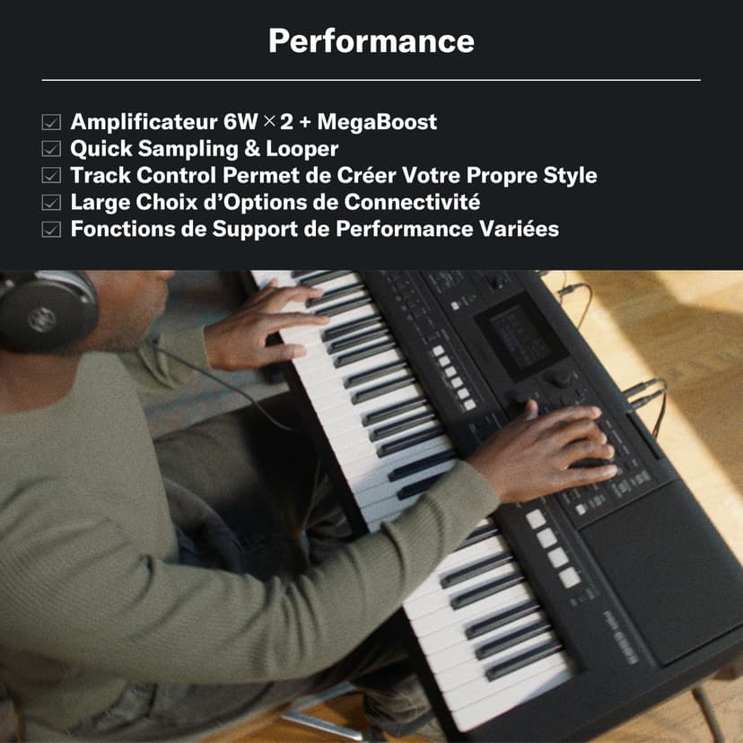 YAMAHA PSR-E483 Keyboard - Modern Portable Keyboard with 61 Touch Sensitive Keys, 860 Voices with 15 Super Articulation Lite, 345 Styles, Powerful Speaker and USB-C - Black - 7