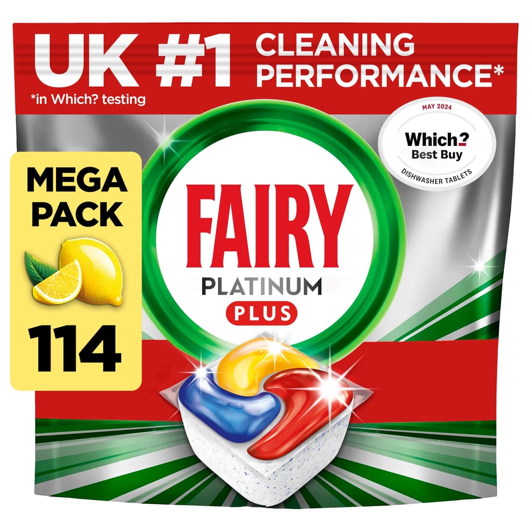 Fairy Platinum+ Complete Dishwasher Tablets 114ct, Dishwa…