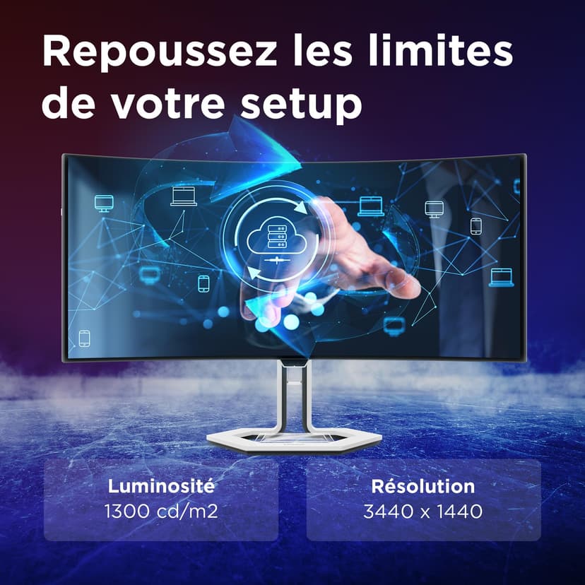 Lenovo Legion Pro 34WD-10 - Écran Gaming de 34" Incurvé avec Eyesafe (WQHD, OLED, 240Hz, 0.03ms, HDMI+DP, Cable DP, AMD FreeSync Premium Pro, Haut-parleurs) Réglage en Inclinaison - Noir-Blanc - 5