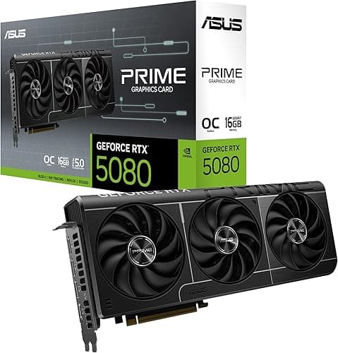 The SFF-Ready ASUS Prime GeForce RTX™ 5080 OC Edition 16GB GDDR7 Graphics Card (PCIe® 5.0, 16GB GDDR7, HDMI®/DP 2.1, 2.5-Slot, Axial-tech Fans, Vapor Chamber, Dual BIOS)