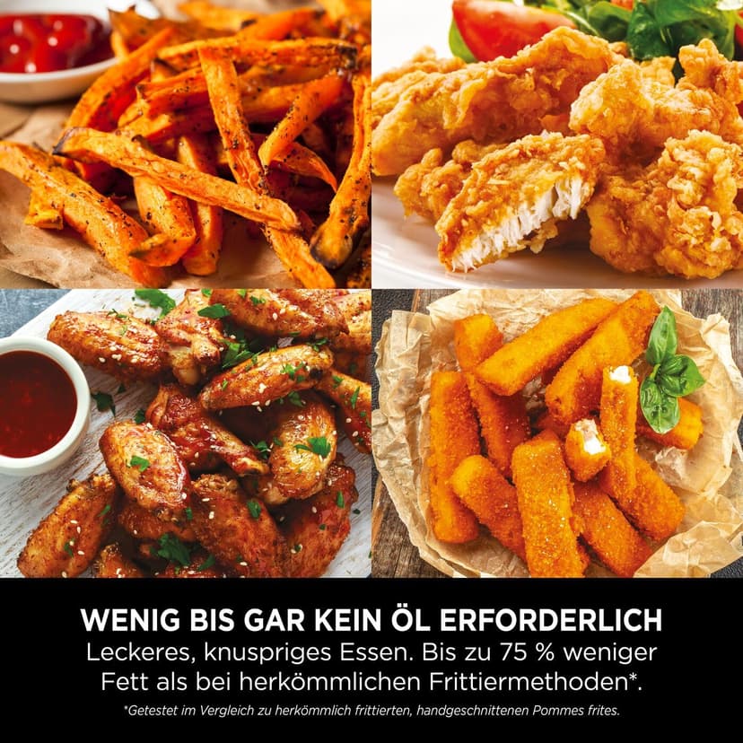 Ninja Luftfritteuse 4,7L 3in1 Luftfritteuse Fritteuse Heißluftfritteuse Heißluftfritteuse 1-2 Portionen Digital Tiefkühlfach Antihaft-Fritteuse Frittierkorb 2000W Schwarz AF110EU - 7