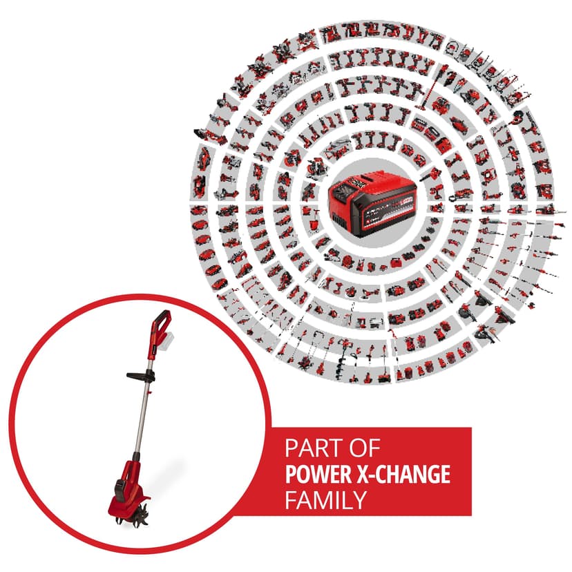 Einhell Cordless Garden Rotavator 18V Power X-Change, Powerful Soil Cultivator, 20cm Working Width, 15cm Working Depth, Without Battery GE-CR 18/20 Li E Solo Tiller - 2