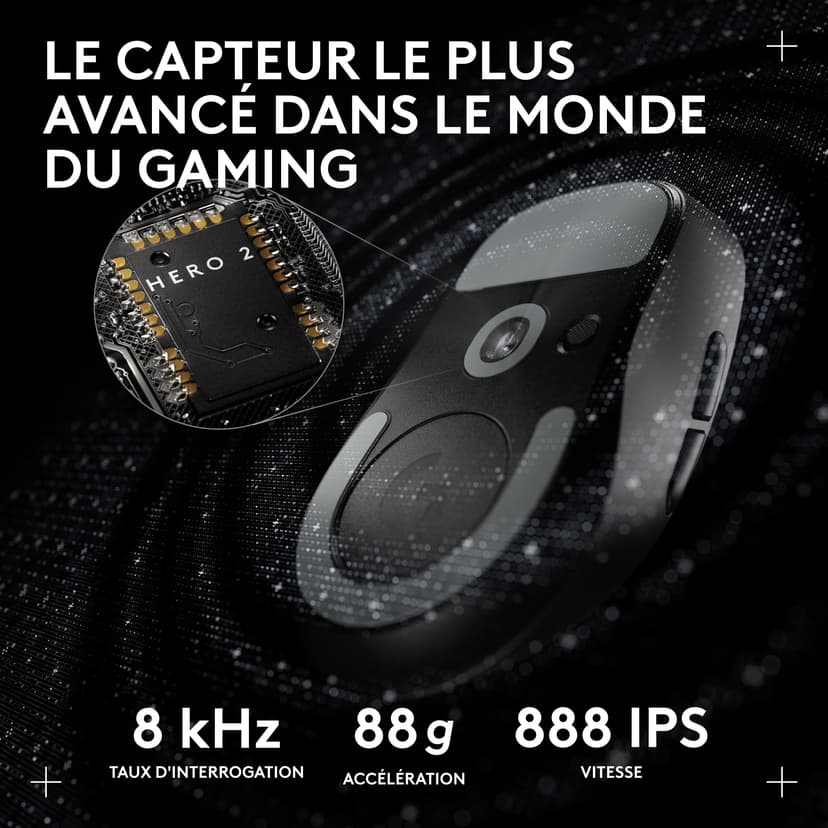 Logitech G PRO X SUPERLIGHT 2 DEX LIGHTSPEED, souris gaming sans fil, Est Europe Version, légère, 60 g, 5 boutons programmables, capteur 44k DPI, 8K Polling, USB-C, PC/Mac - Noir - 4