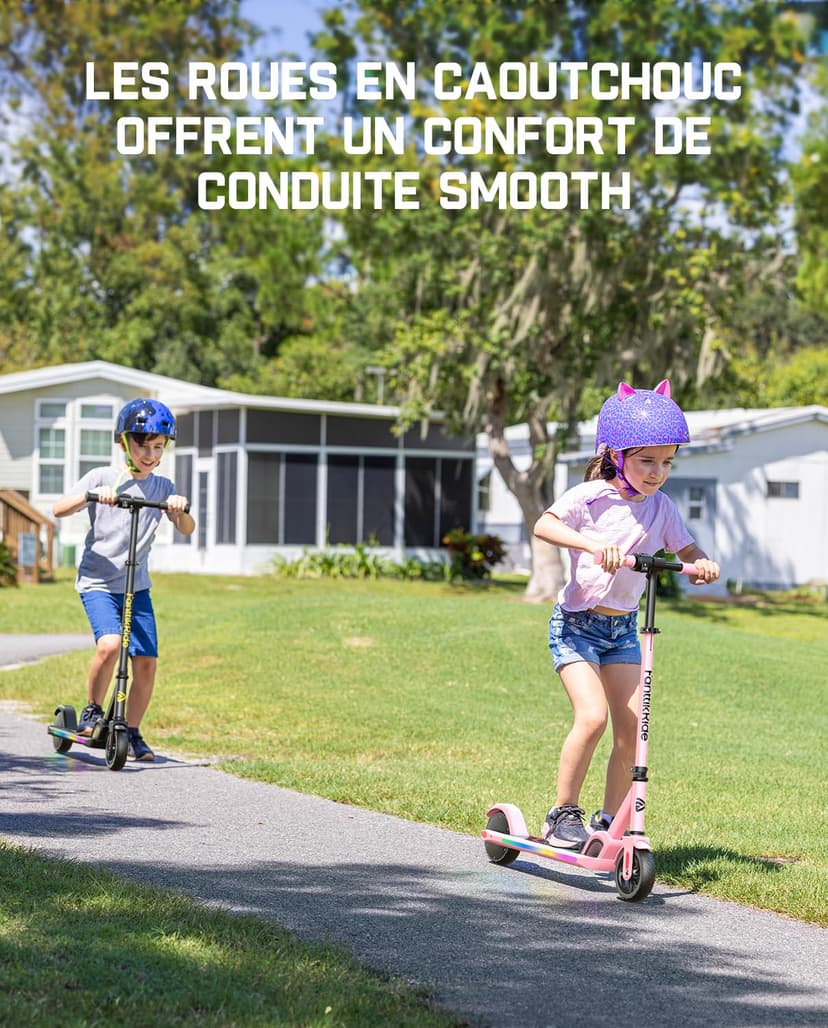 FanttikRide C9 Pro Trottinette Electrique Enfants 6-12 Ans, Lumières Arc-en-Ciel, Vitesses 8/13/16 km/h, Écran LED, Pliable, Hauteur Réglable, Autonomie 8 km, Seulement 6,4 kg, Noir - 6
