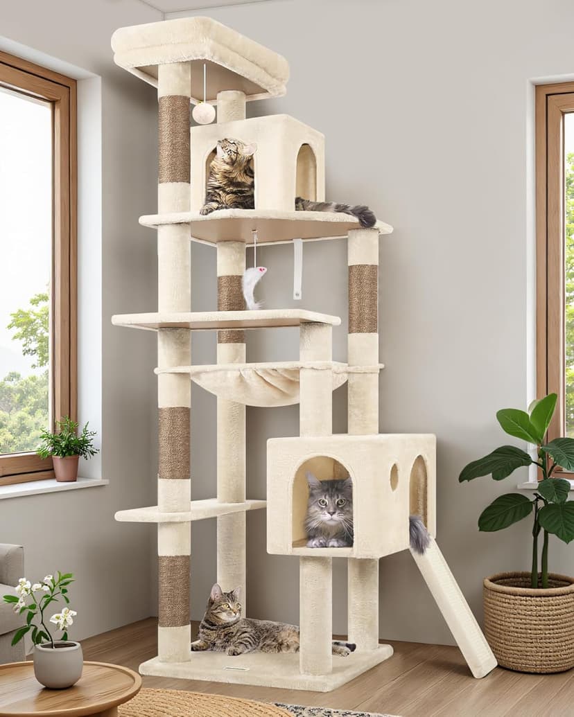 Globlazer Cat Scratching Post Beige Large Tall 178 cm wit… - 1