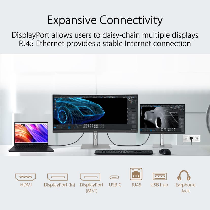 ASUS ProArt Display PA34VCNV Curved Professional Monitor, 34.1", IPS, 21:9 3440x1440, 3800R, 100% sRGB/Rec709, E<2, Calman Verified, USB C Docking PD96W, RJ45, Ergonomic Stand, Green Sustainability - 5