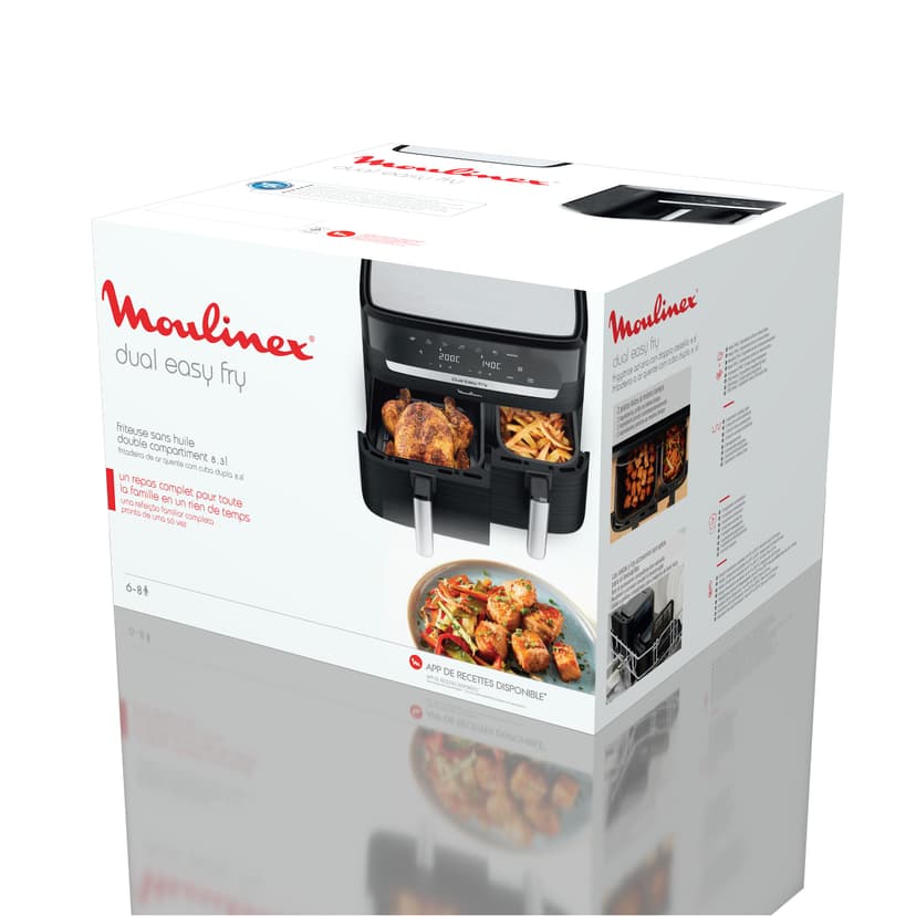 Moulinex Friteuse sans huile, Capacité 8,3 L, Jusqu'à 8 personnes, 7 programmes automatiques, Ecran tactile digital, Économie d'énergie, Air Fryer, Application dédiée, Easy Fry Dual EZ901820 - 9