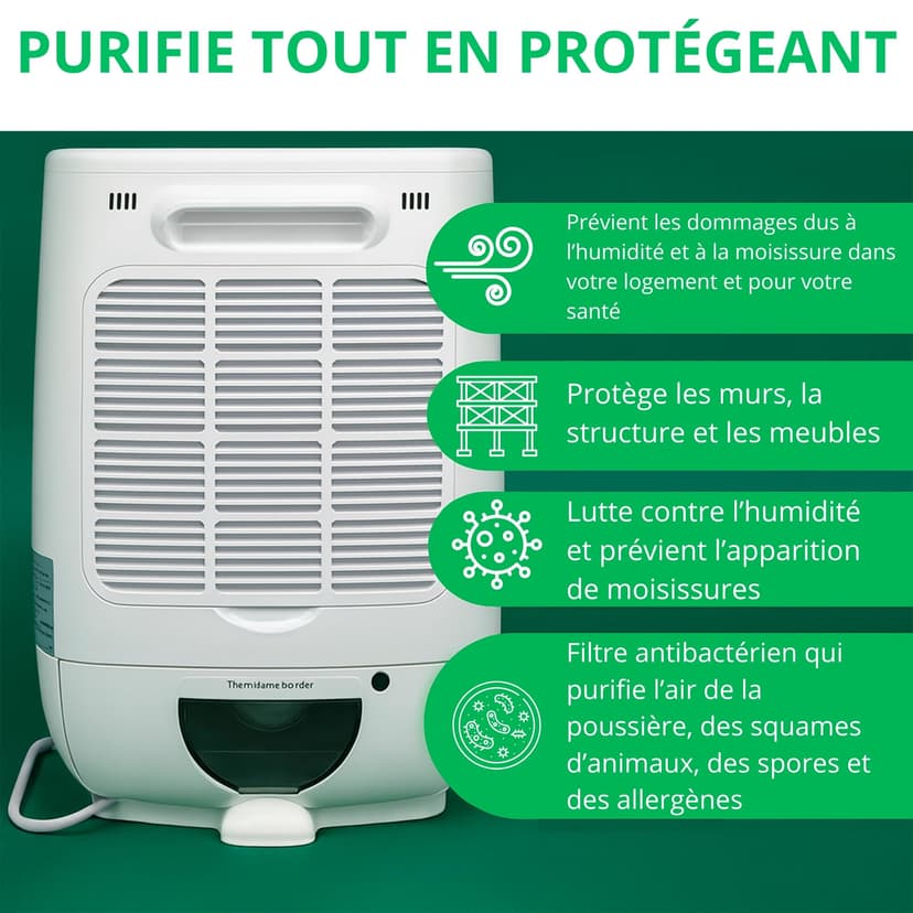 Meaco DD8L desiccating dehumidifier – Ioniser – ideal for use in unheated rooms (below 10 C) – self-restart, white with blue border - 8