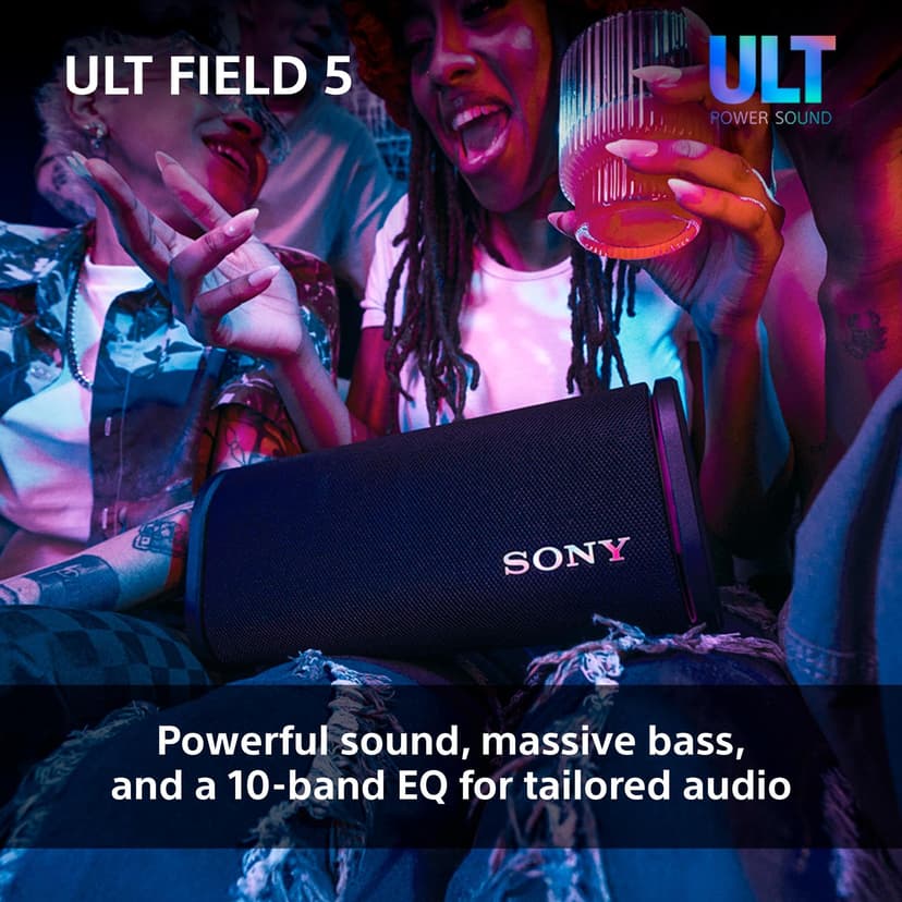 Sony ULT FIELD 5 - Powerful Bluetooth Portable Speaker, 25hr Battery, 2 x ULT POWER SOUND modes, IP67, Waterproof, Dustproof, 360 Lights, Detachable Shoulder Strap, Compact - Black - 3