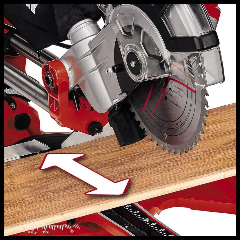 Einhell Dual Bevel Sliding Mitre Saw 1800W, +/-45° Mitre, +/-47° Bevel Saw with 48T Blade for Cutting Wood, Dust Extraction, Laser, Suitable for Materials Such as Wood, Coated Boards or Plastic - 6