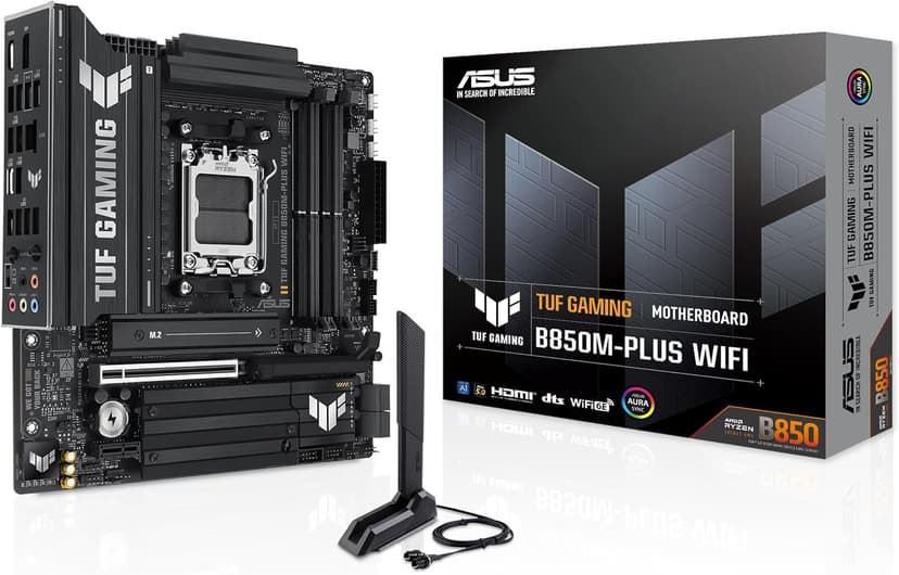 ASUS TUF Gaming B850M-Plus WiFi, Scheda Madre AMD mATX, 14+2+1 Fasi Alimentazione, Slot DDR5, PCIe 5.0 Ready, 3 slot M.2, WiFi 6E, Ethernet Realtek 2,5 GB, USB-C da 20 Gbps, BIOS Flashback e Aura Sync - 1