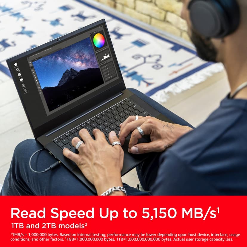 SanDisk Extreme 1TB M.2 NVMe SSD, Internal SSD, PCIe Gen4, up to 5150 MB/s read speeds, M.2 2280, nCache Technologie, 5 Year Warranty - 2