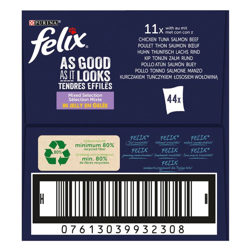 Felix Every Day Party Mix in Jelly Cat Food, Wet Food Meal Bags with Beef, Chicken, Salmon & Tuna, 44 x 85 g (44 meal bags; 3.7 kg) - 3