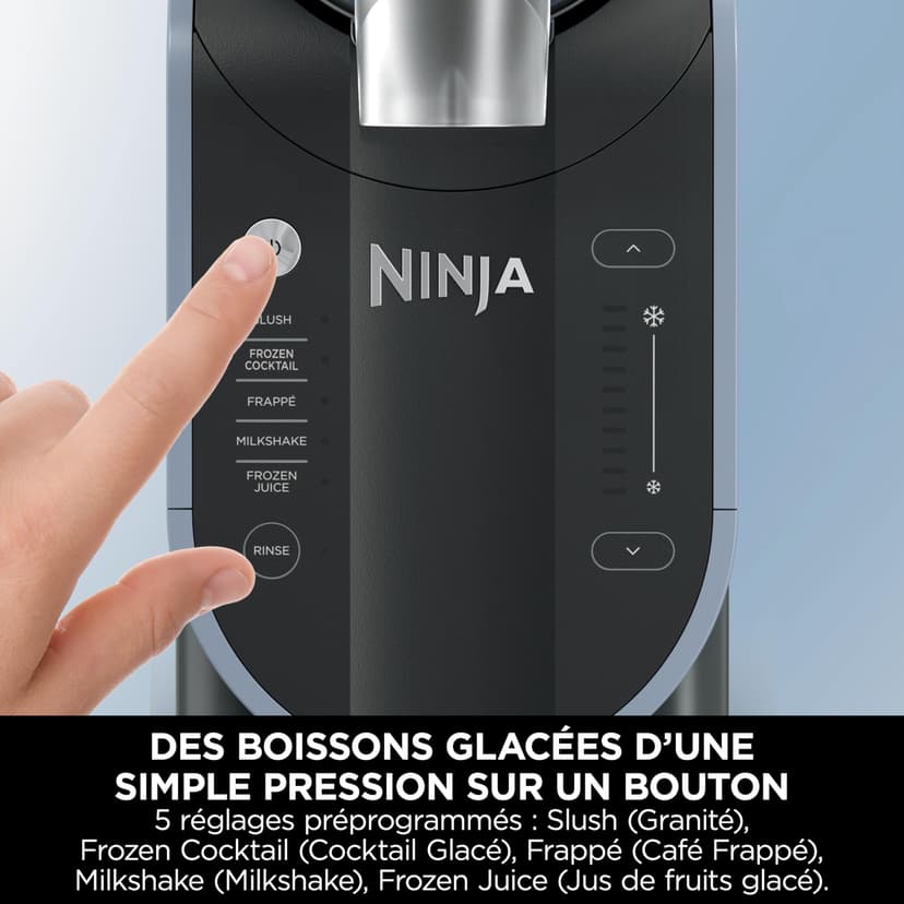 Ninja SLUSHi Ice Drink Maker, Make Slush, Frozen Cocktails, Frappé, Milkshakes and Ice Fruit Juice, No Ice Cream or Preparation Required, WhisperChill Technology, 1.9L Capacity, Blue and Grey FS301EU - 6