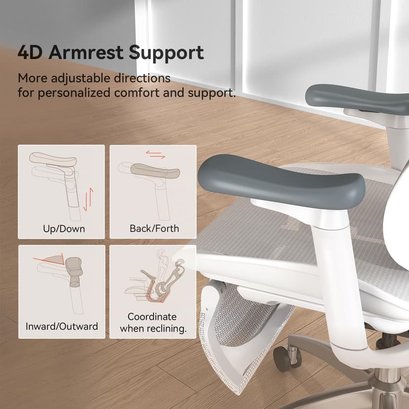 SIHOO Ergonomic Office Chair with Dynamic Lumbar Support, 3D Armrests & Adjustable Backrest, Footrest for Enhanced Comfort, Desk Chair for Home Office, Doro C300 - Black (Supports up to 150 kg) - 7