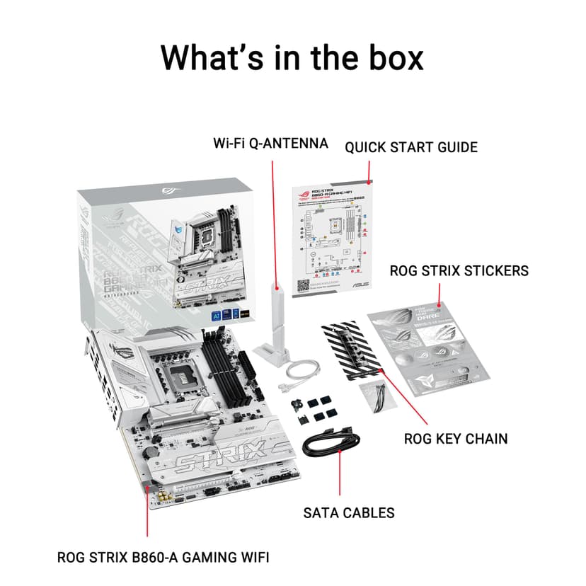 ASUS ROG Strix B860-A Gaming WiFi ATX motherboard, Advanced AI PC-ready, 14+1+2+1 power stages, DDR5 slots, PCIe 5.0, four M.2 slots, WiFi 7, AI Networking II, Aura Sync RGB lighting. - 6
