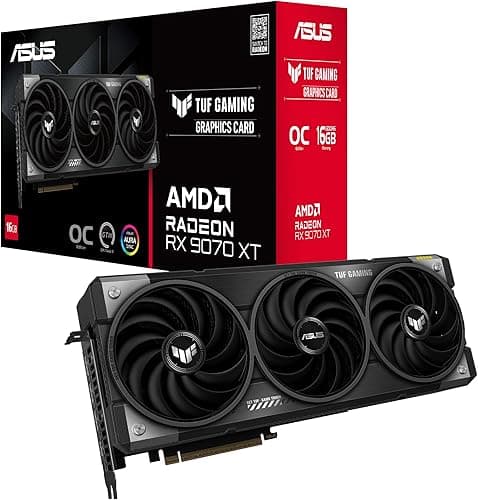 ASUS TUF GAMING RX9070 XT OC, PCIe5, 16GB DDR6, HDMI, 3 DP, 3080MHz Clock, RGB Lighting, Overclocked