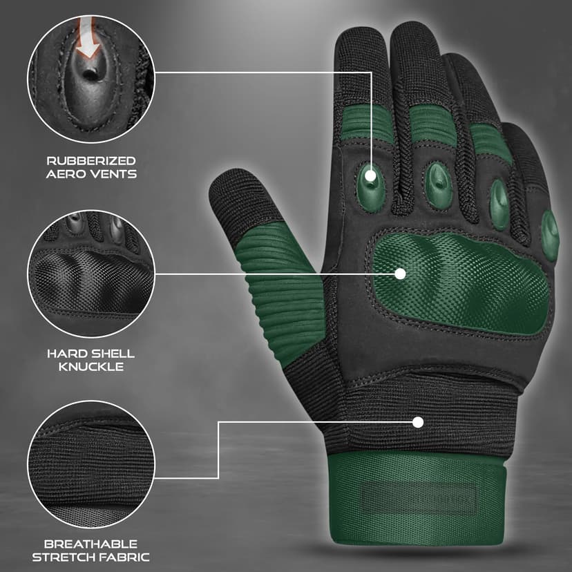 WFX Motorcycle Gloves for Men and Women Hard Knuckle Full Finger Touchscreen Motorbike Gloves for Bike Riding (BLACK, L) - 5