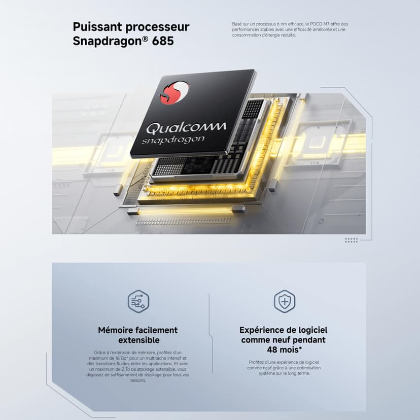 XIAOMI POCO M7 - Smartphone de 8+256GB, Cámara Dual de 50MP con AI, Pantalla inmersiva de 6,9” FHD+, Snapdragon 685, Carga rápida de 33W y Reversible de 18W, Cargador no Incluido, Plata (Versión ES) - 8