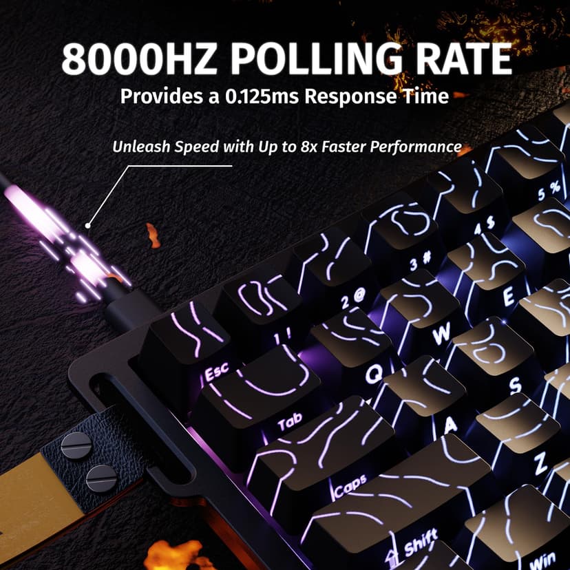 ATTACK SHARK X68 HE 8000Hz Rapid Trigger Keyboard, 0.01mm RT Accuracy Wired Gaming Keyboard with Magnetic Switch, Adjustable Actuation, Rapid Trigger, Snap Tap, RGB Lighting for PC/Mac, Black Contours - 3