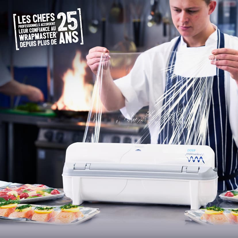 WRAPMASTER Recharge Film Alimentaire 45cm x 300m pour Distributeur Wrapmaster 4500 et DUO – 3 Rouleaux de Film Étirable PVC Contact Alimentaire – Utilisable au Micro-ondes Réfrigérateur Congélateur - 2