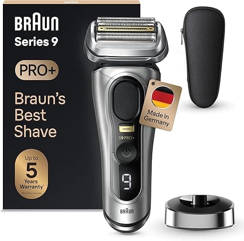 Braun Series 9 Pro +, Men's Beard Trimmer, Electric Razor Beard Trimmer, Fabric Travel Case, Lithium Ion Battery, 100% Waterproof Gift Idea, 9517s Silver