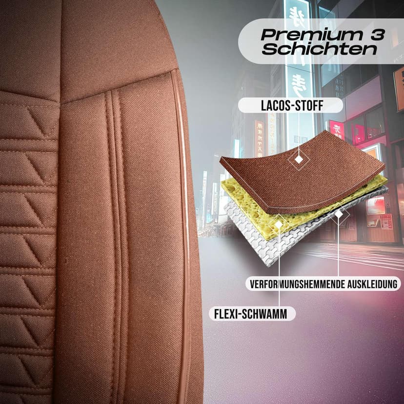 Universal Car Seat Covers for Motorhome & Caravan - Front Seats Car Seat Cover Made of Lacoste Fabric, Terracotta, Airbag Compatible Seat Cover, Car Seat Cover, Front Seat Set - 5