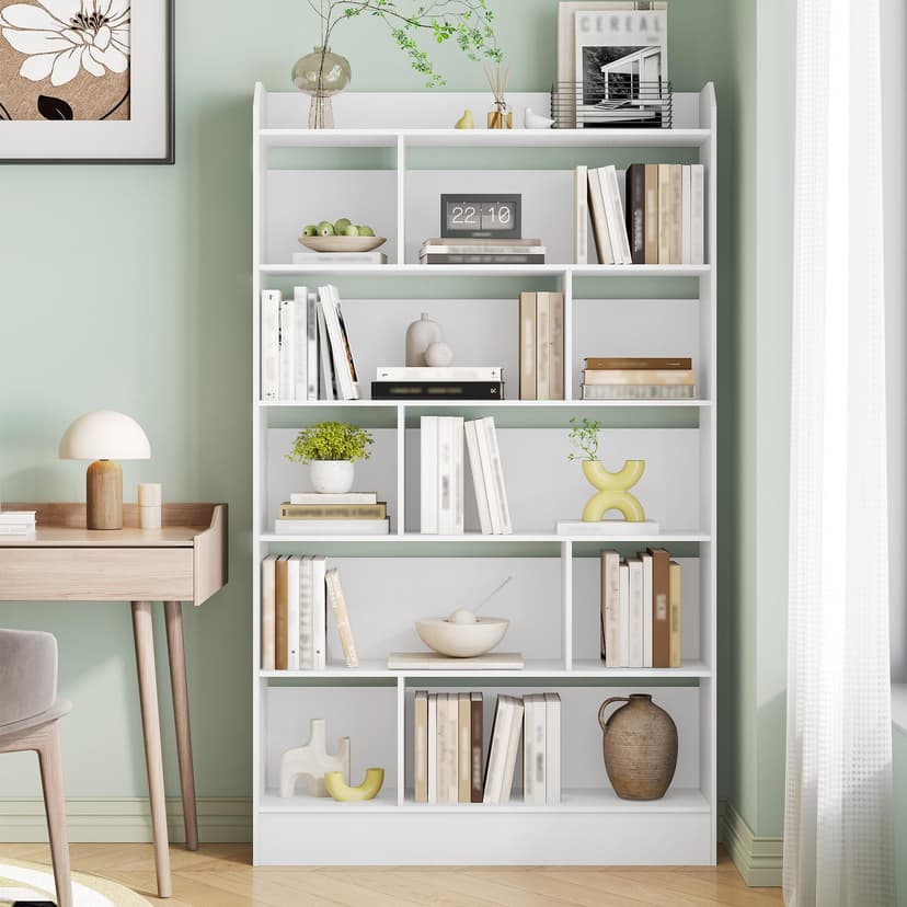 Hzuaneri Bookcase Bookcase with 6 Compartments Storage Shelf Standing Shelf for Living Room Office Bedroom 24 x 100 x 170 cm White BC64403X - 3