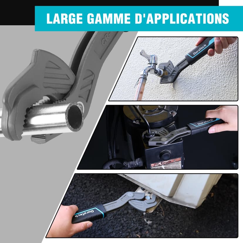 DURATECH Clés Réglables Serre-Ecrou 200 mm & 300 mm, Clé Multifonction en Acier CR-V, Kit de Clés Universelles pour Tuyaux, Écrous et Réparations - 8